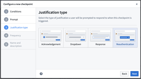 Reauthentication as a  new Justification type.