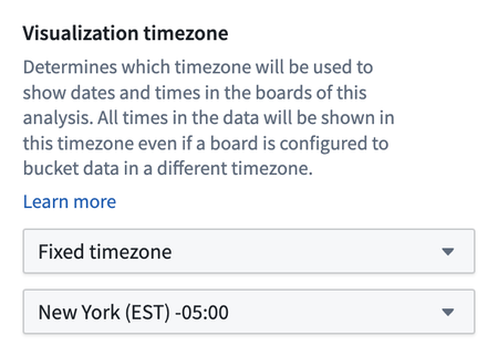 Set your visualization timezone to control how date times are displayed across all boards in an analysis.