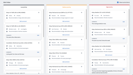 Loop layout used to create interactive ticket cards in a kanban application.