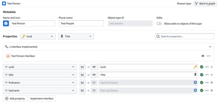 The Person object created in Pipeline Builder that implements the Test Person Interface.