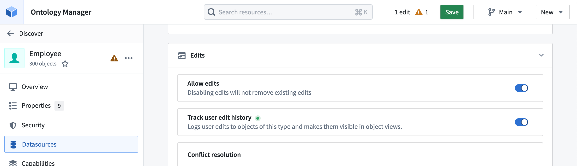 The Track user edit history setting within Ontology Manager.