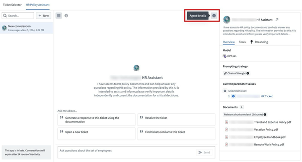 The Agent details right-hand panel provides extensive insight into the Agent's configuration.