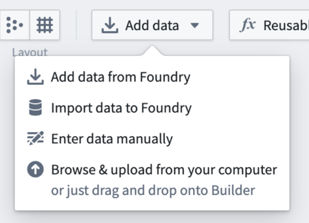 Choose from a selection of options to bring your data into Foundry.