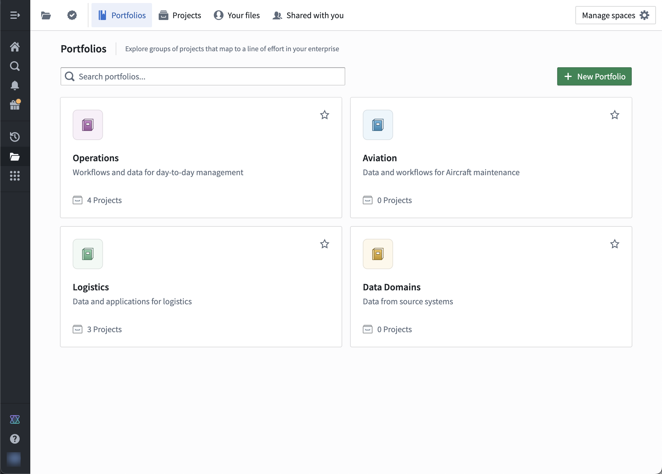 Example of Portfolios for different use cases.