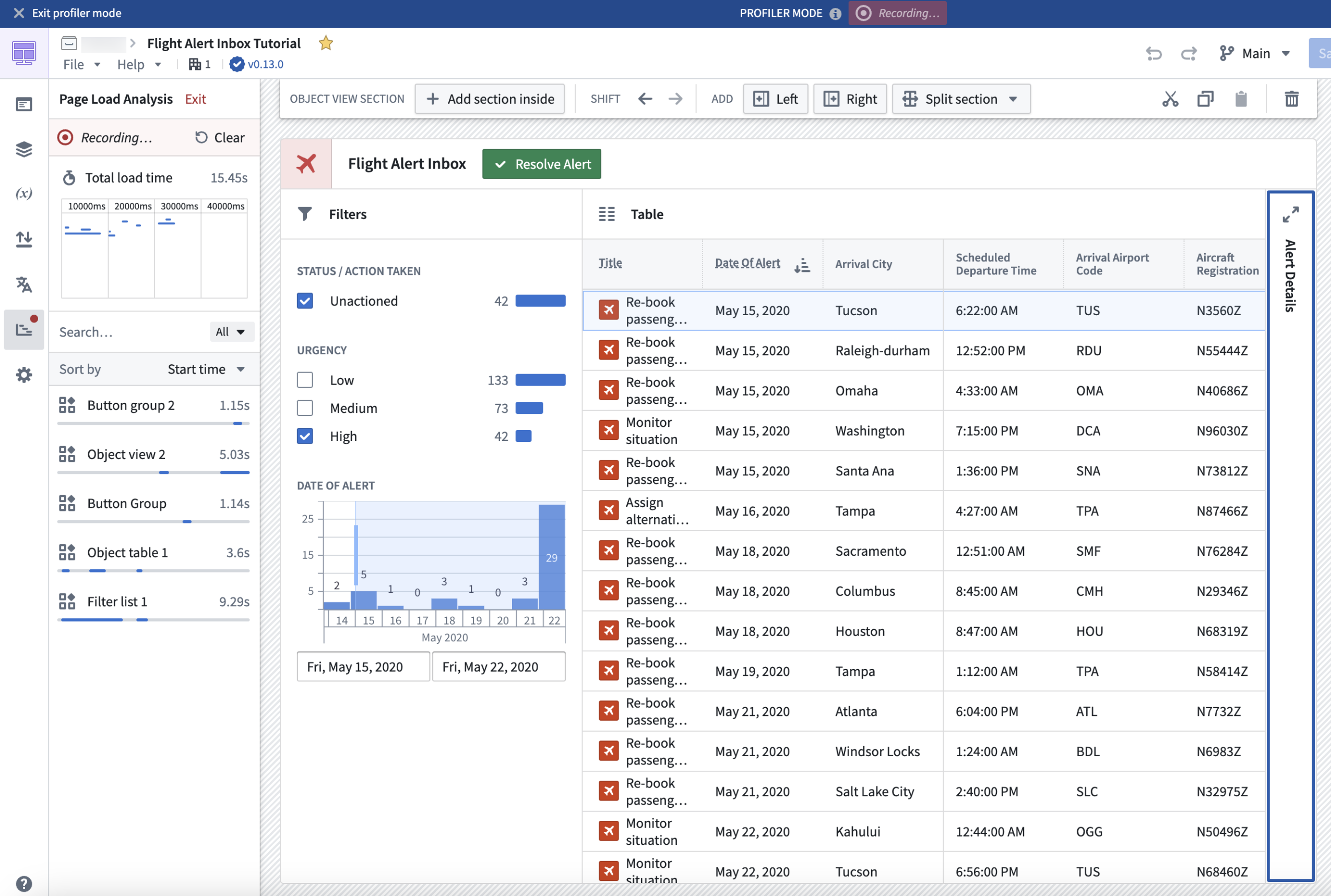 A Workshop application in Profiler mode.