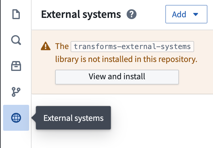 Select the External systems tab, import a source, and use the example provided by the source.