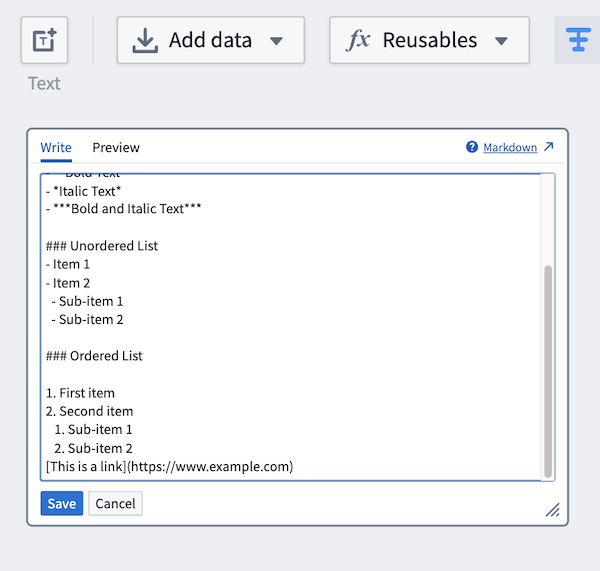 Sample Markdown content in a text node, with three lines in the bottom right corner used to resize the node.