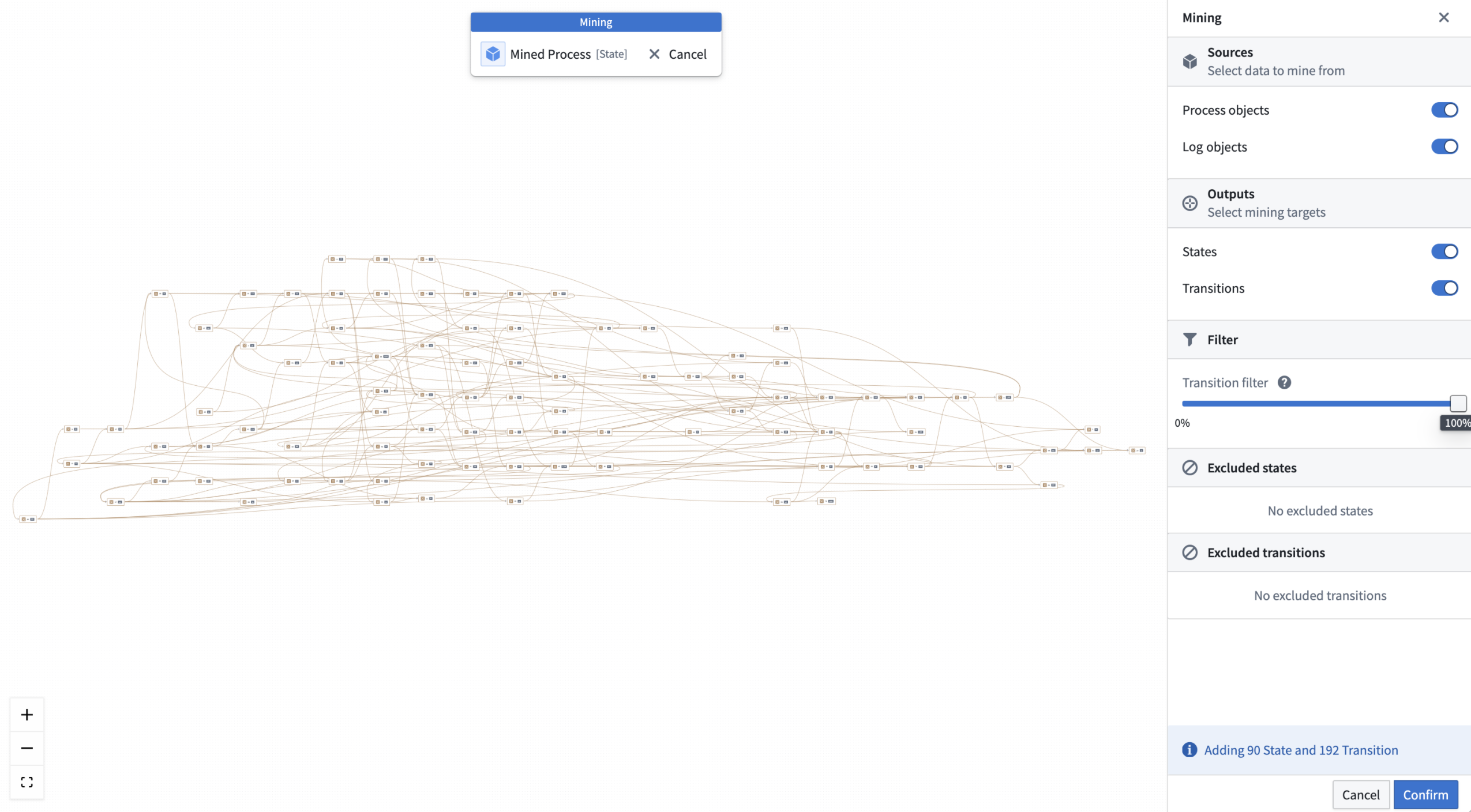Mining an entire process in Machinery mining mode.