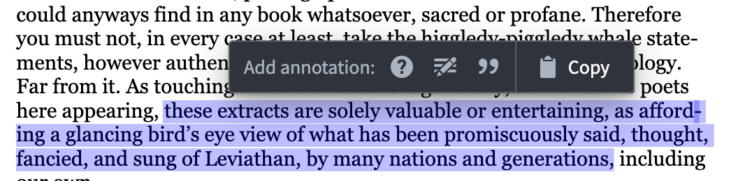 You can configure annotation actions which appear when you select a document's text or a specific area.