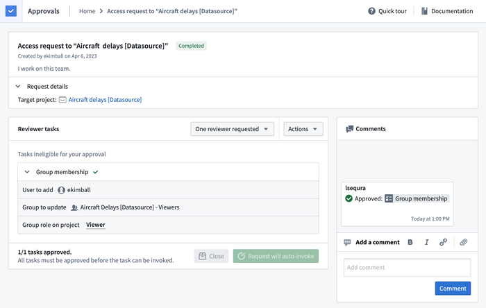 Approvals access request window