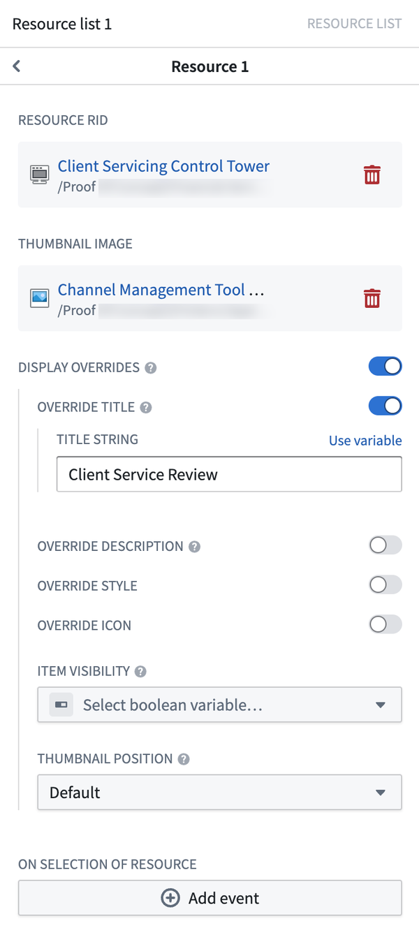 Example of customizing how a resource is displayed