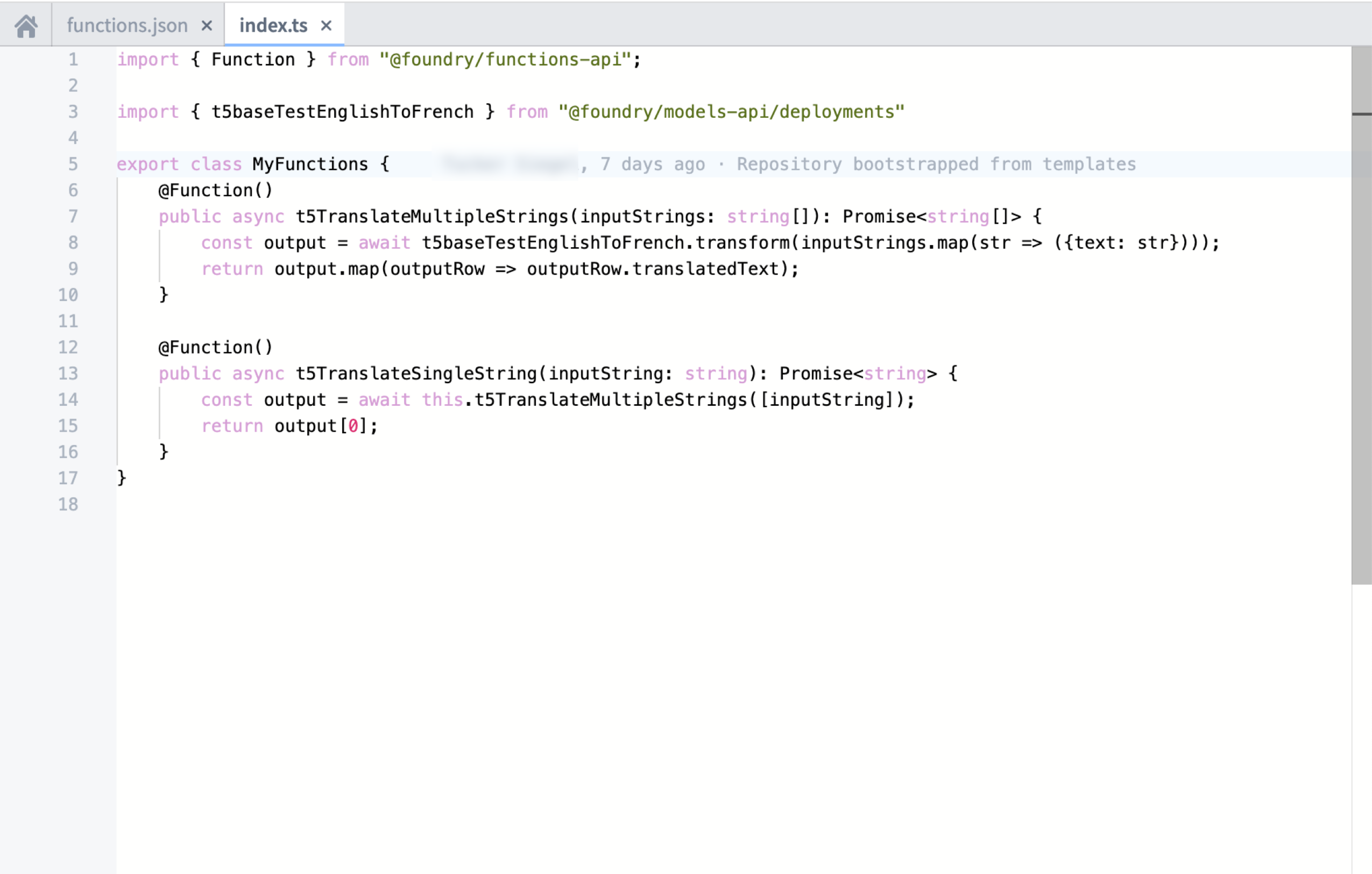 Functions on Models example code