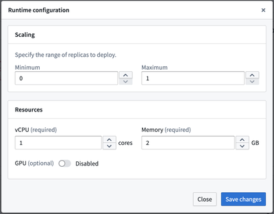 Configuring runtime scaling and resource availability based on model deployment needs.