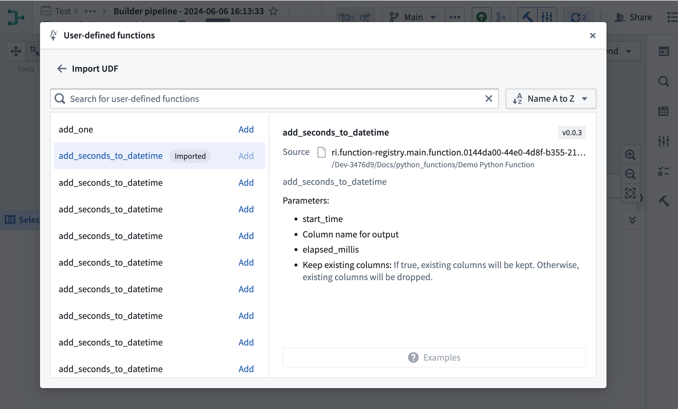 Importing Python functions into Pipeline Builder