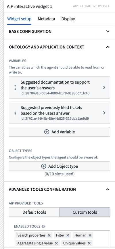 Managing Ontology and application context in the widget setup.