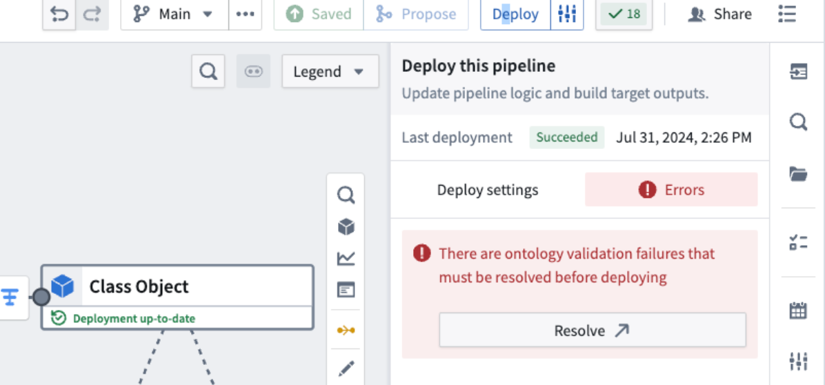 An example of validation failures that must be resolved before deployment.