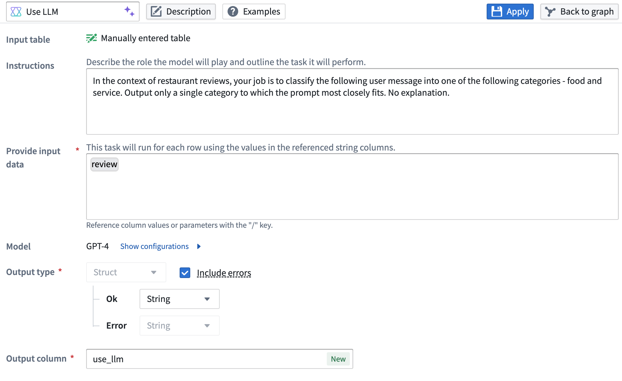 Example of an LLM prompt configured to include errors.