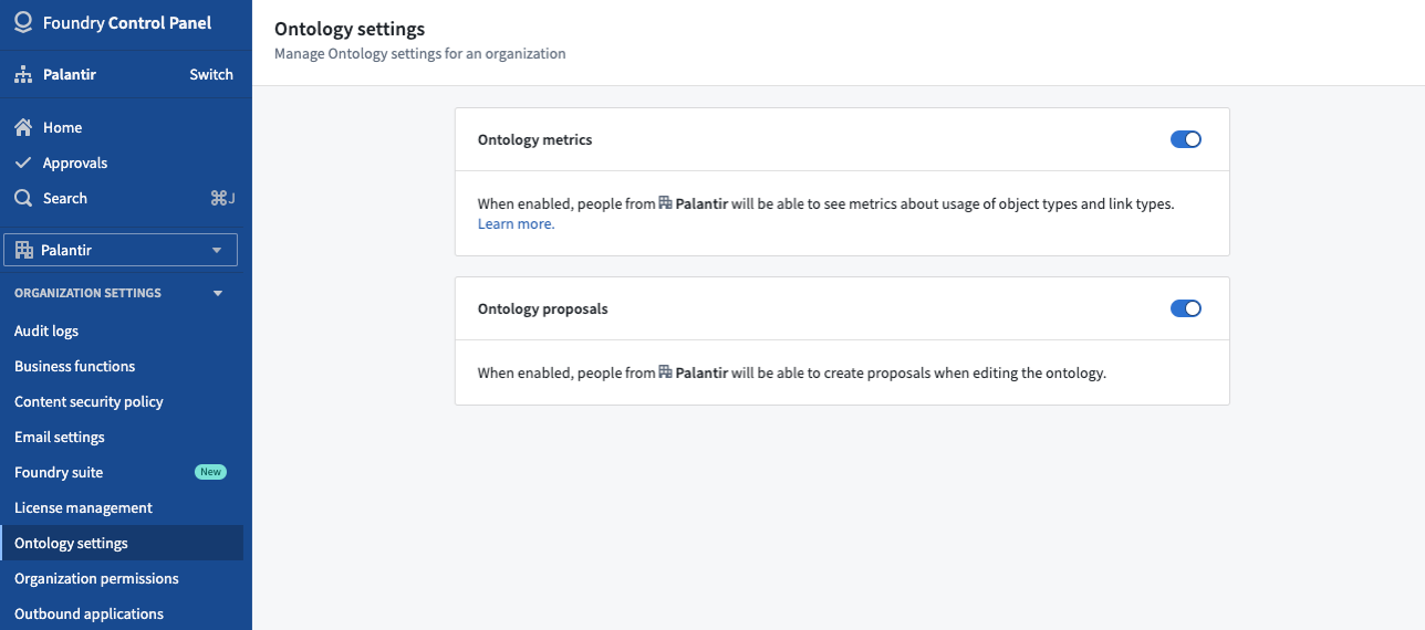 Ontology settings