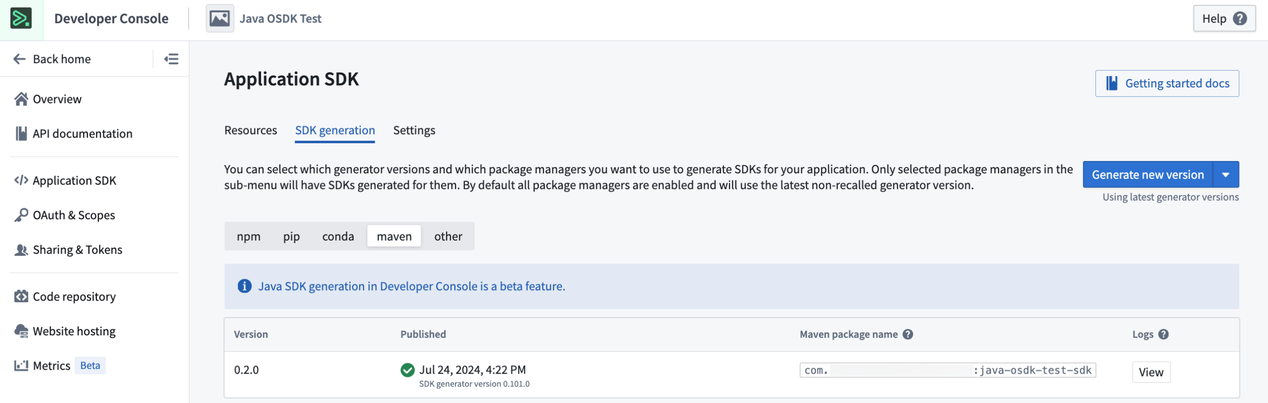 A code sample of a generated Java library for the Ontology SDK.