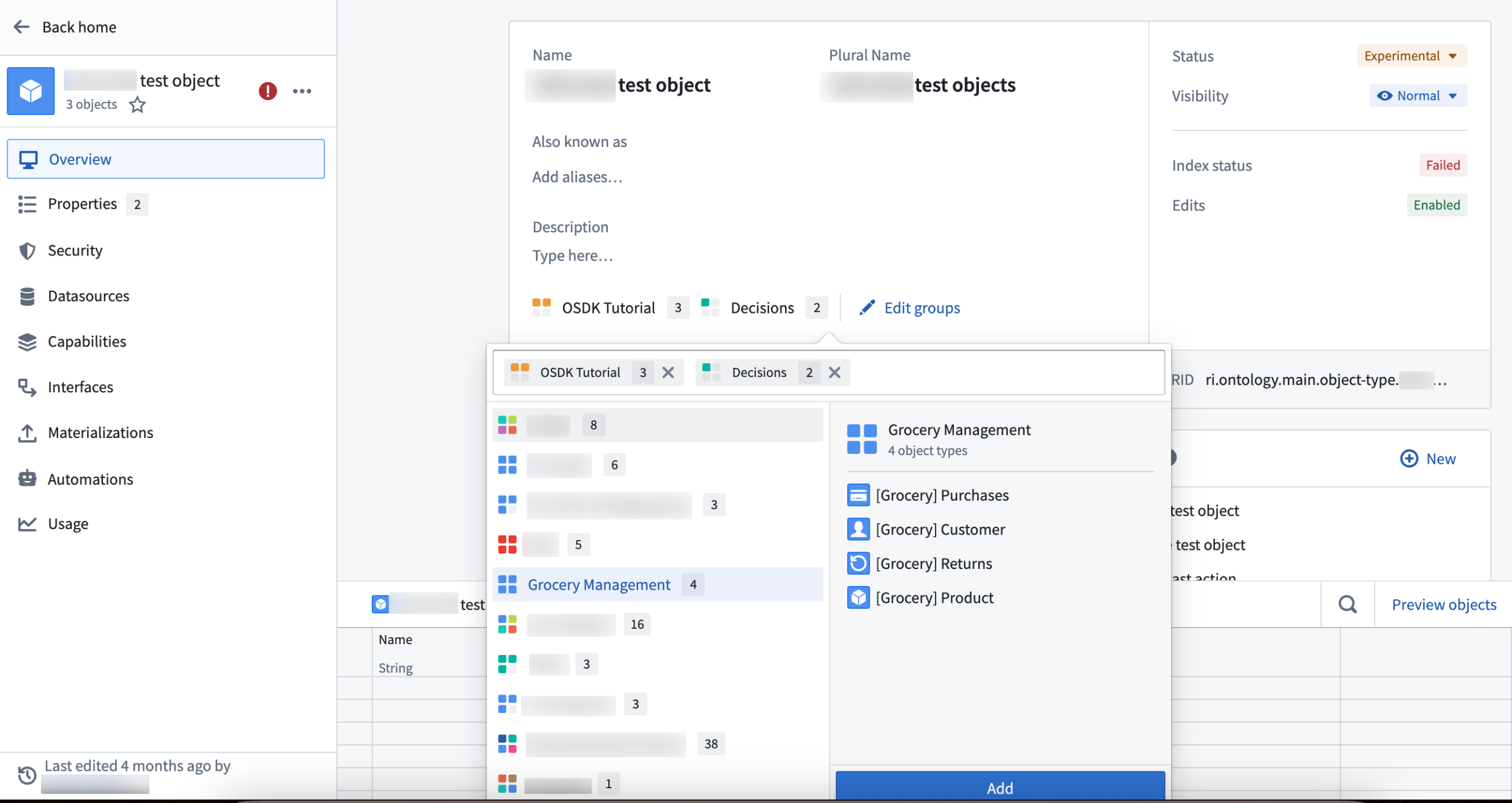 Add groups as part of object type configuration.