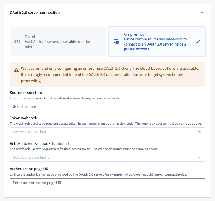 Connecting to an OAuth2.0 server inside a private network