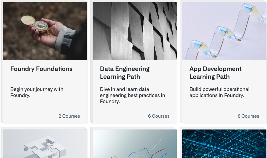 Palantir Learning offerings screenshot