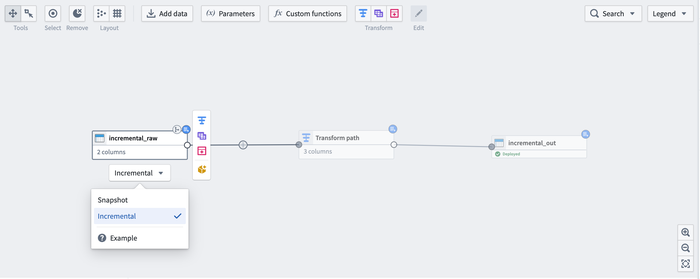 Pipeline builder setting a dataset input node to read incrementallypipe.