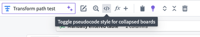 Toggle pseudocode style on for collapsed boards using the </> icon.