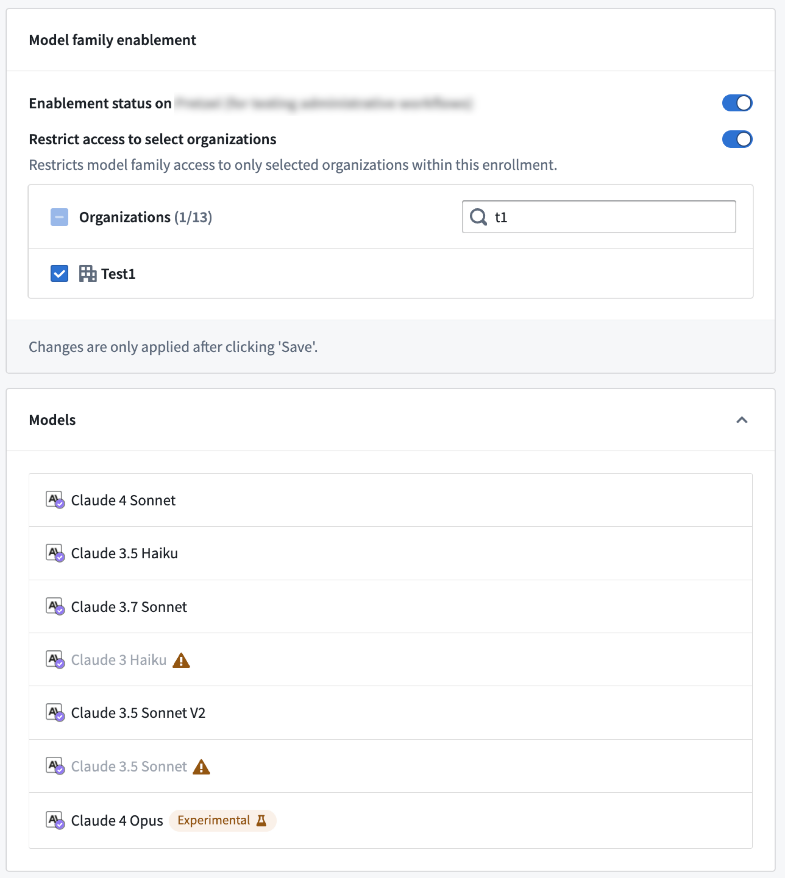 You can now restrict model family usage at the organization level in Control Panel on the AIP settings page under Model family enablement.