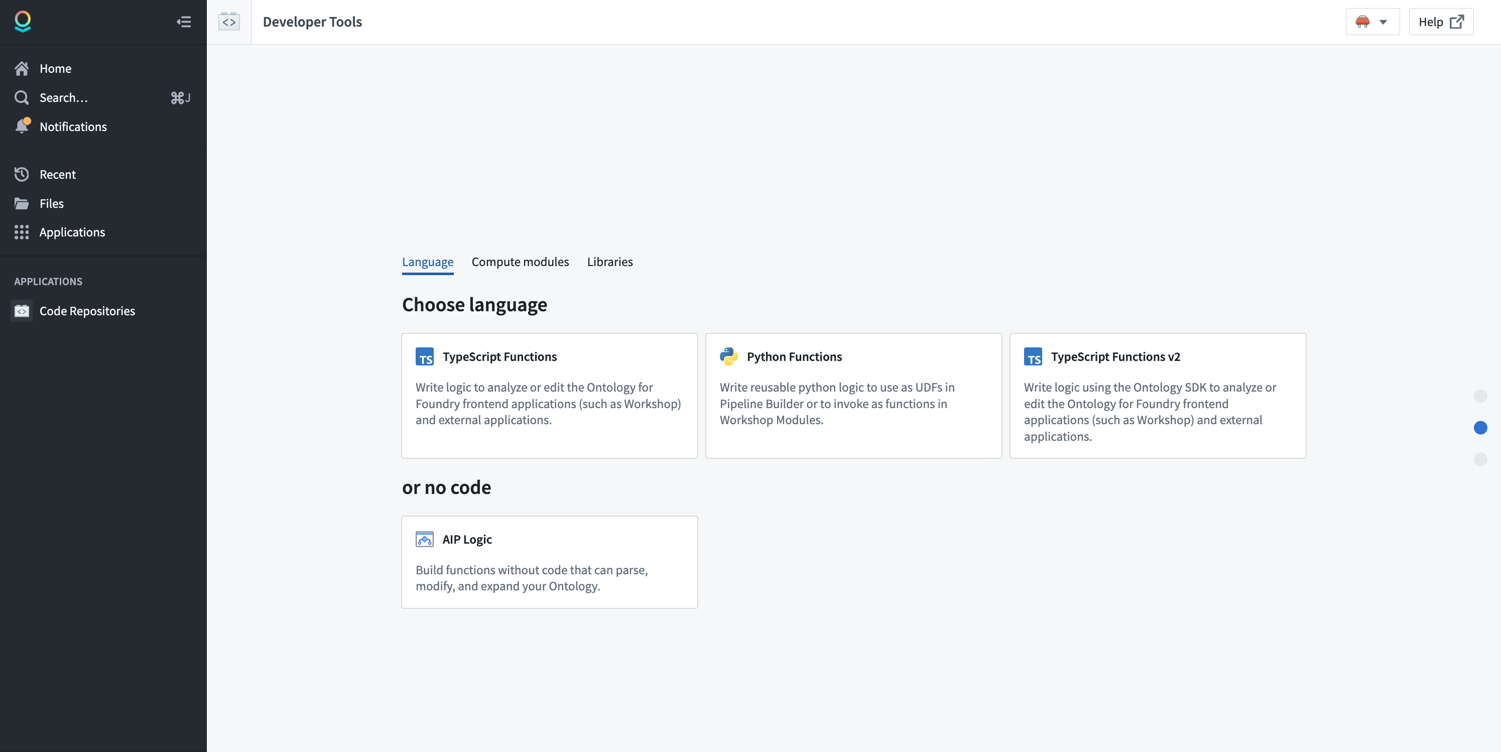 Choose the Python Functions template in Code Repositories.