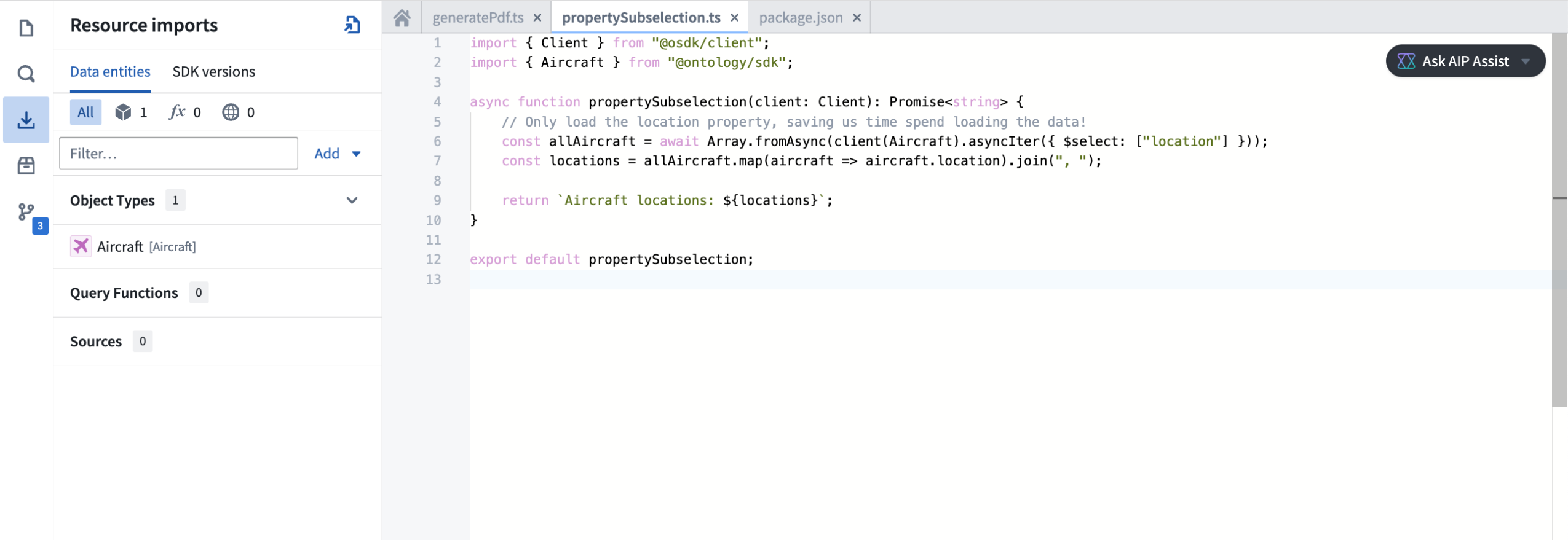 Use TypeScript v2 functions with the Ontology SDK in your code repository.
