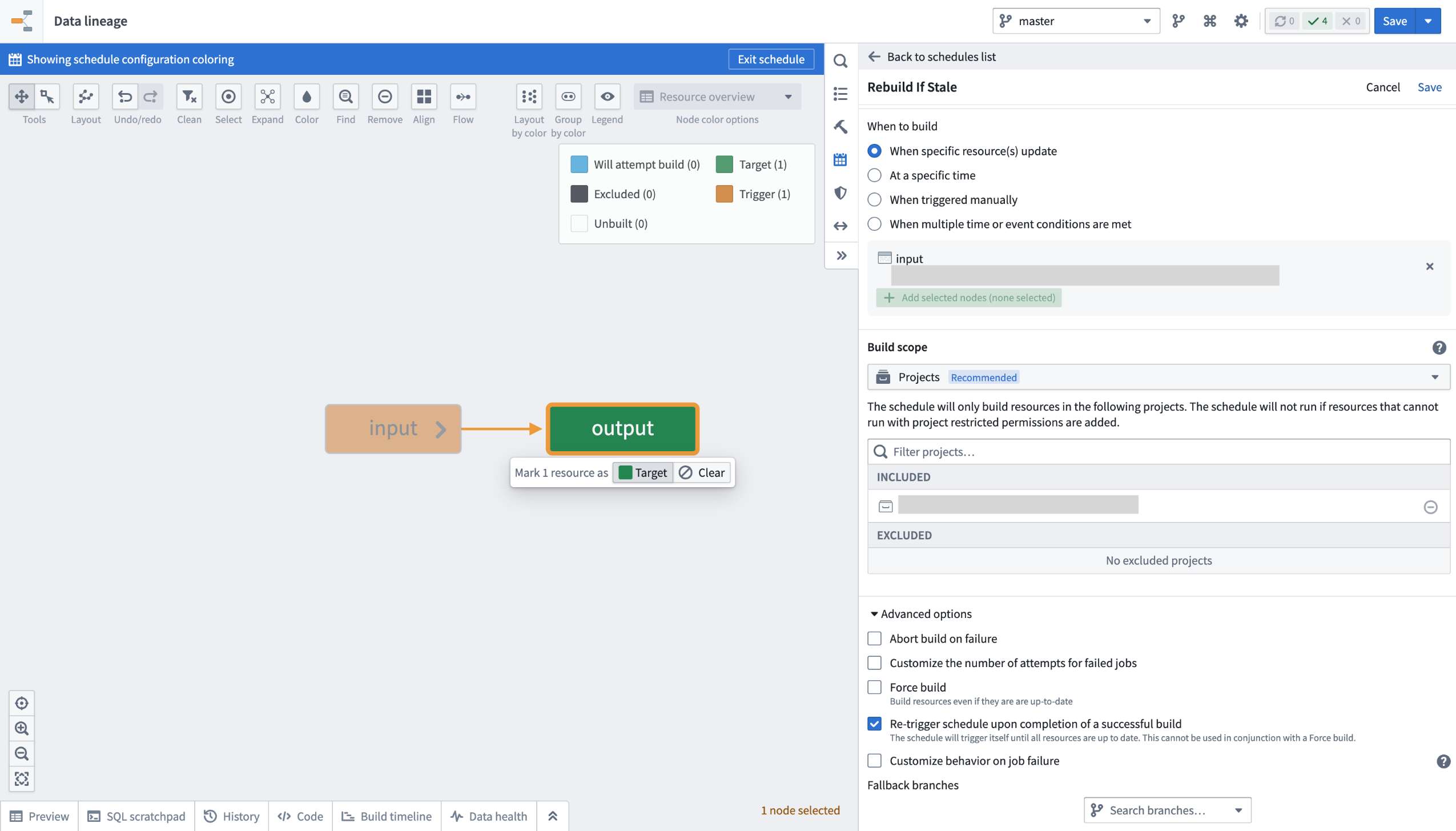 Ensure your data is always up-to-date by configuring a build schedule.
