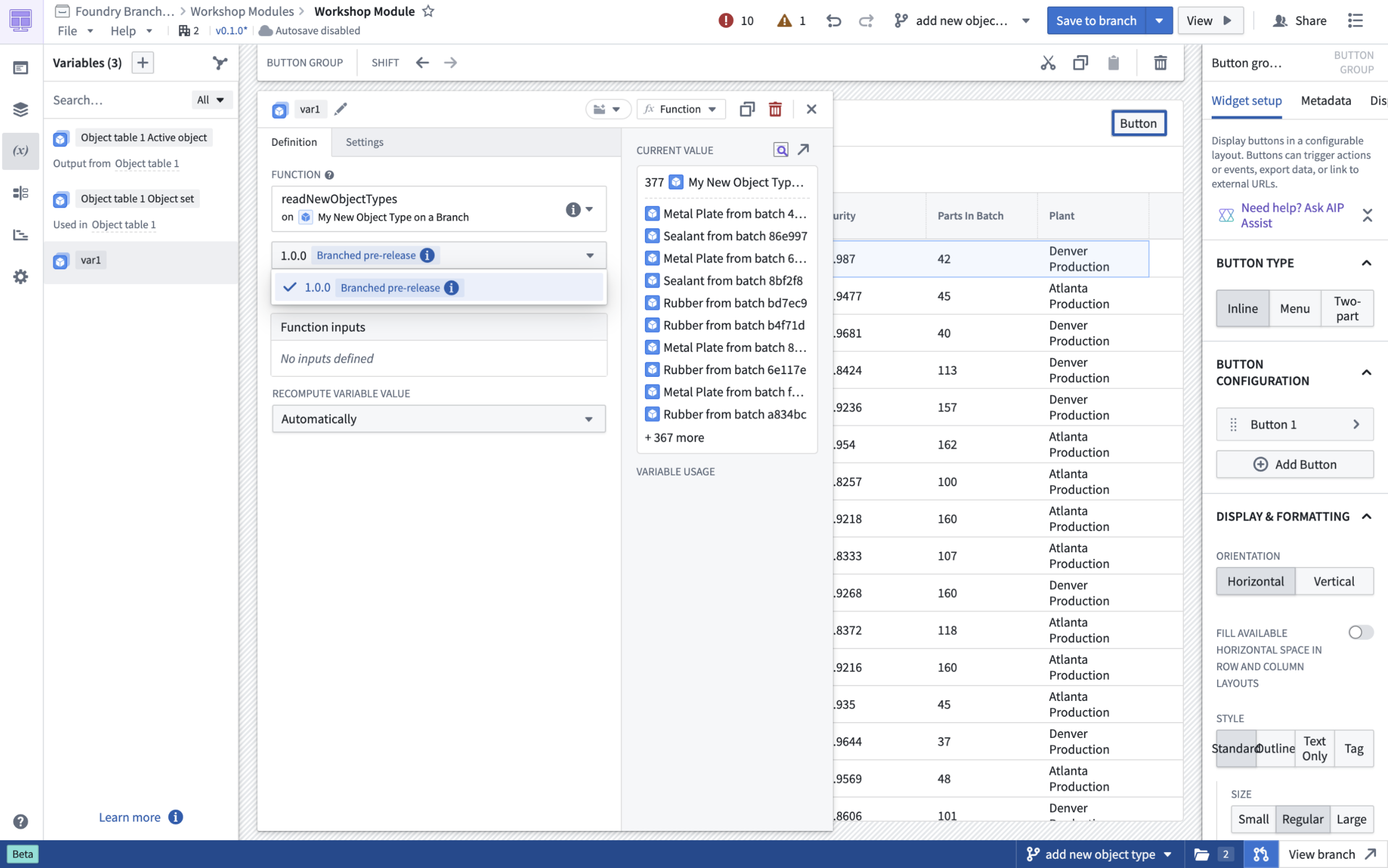 Select a pre-release version of your function to test function changes.