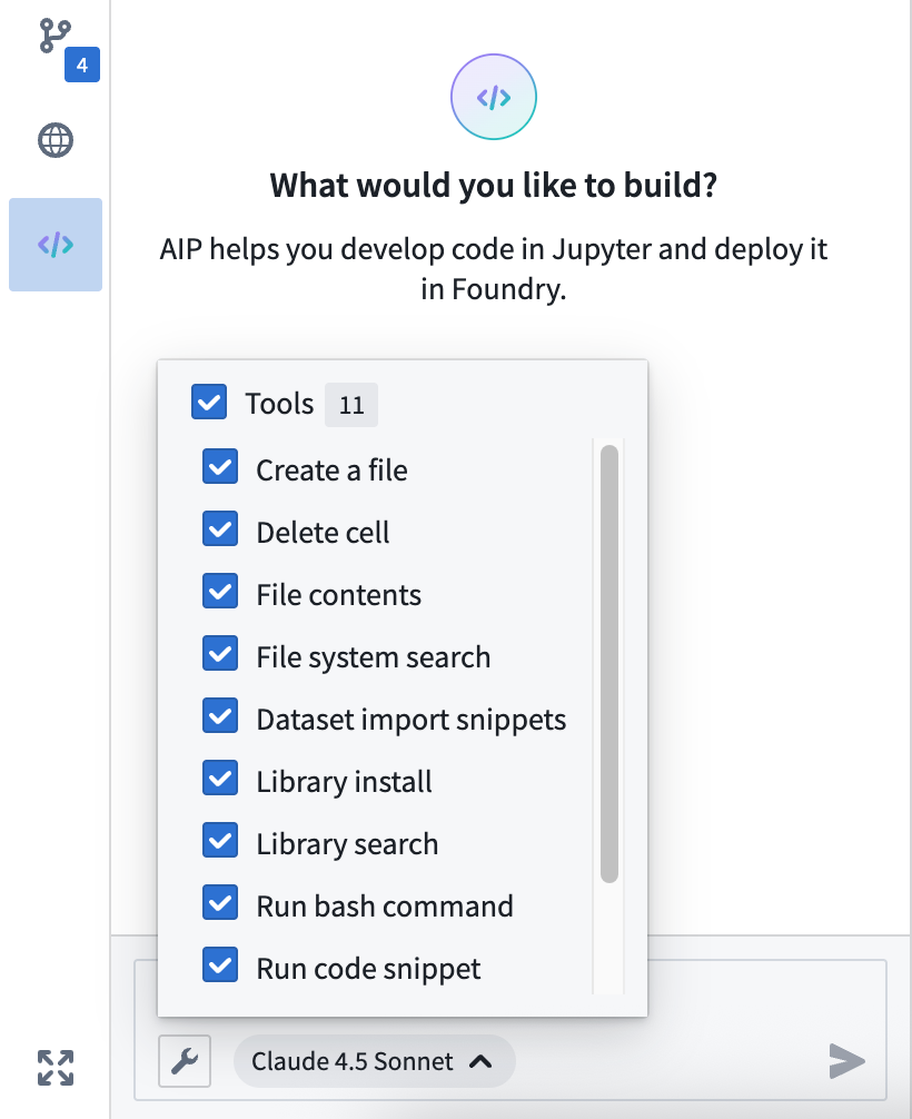 Configure the tools available to the AIP agent in your workspace.