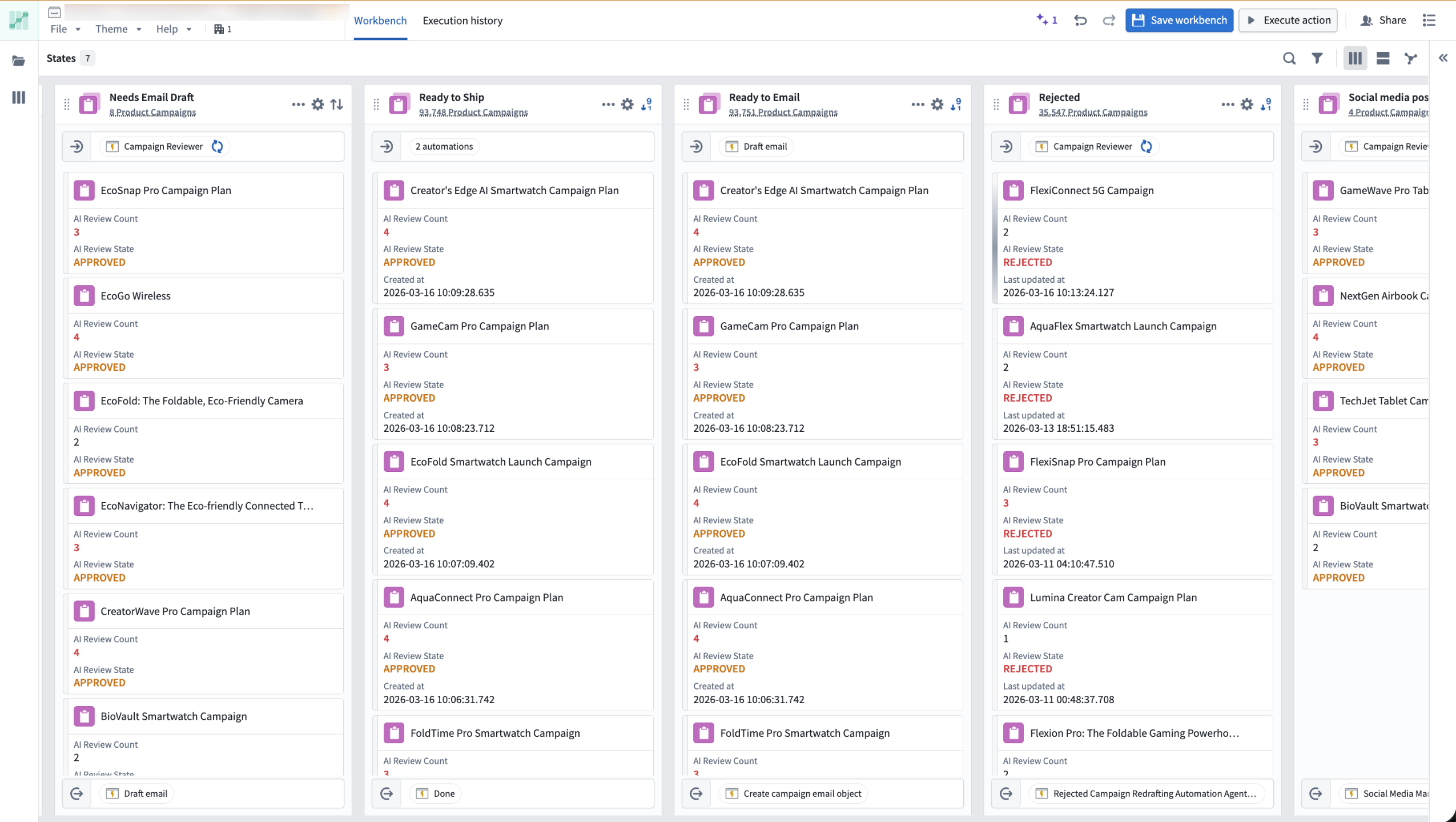 The Kanban board view of the Autopilot workbench.