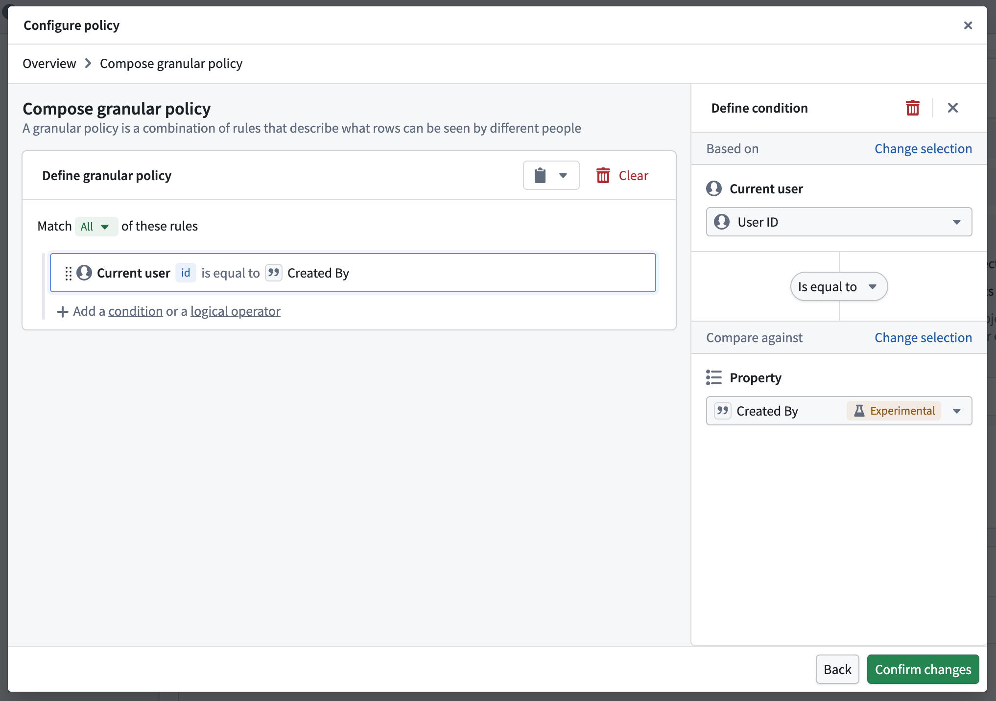 Compose granular object security policies in Ontology Manager to determine which objects can be seen by different users.