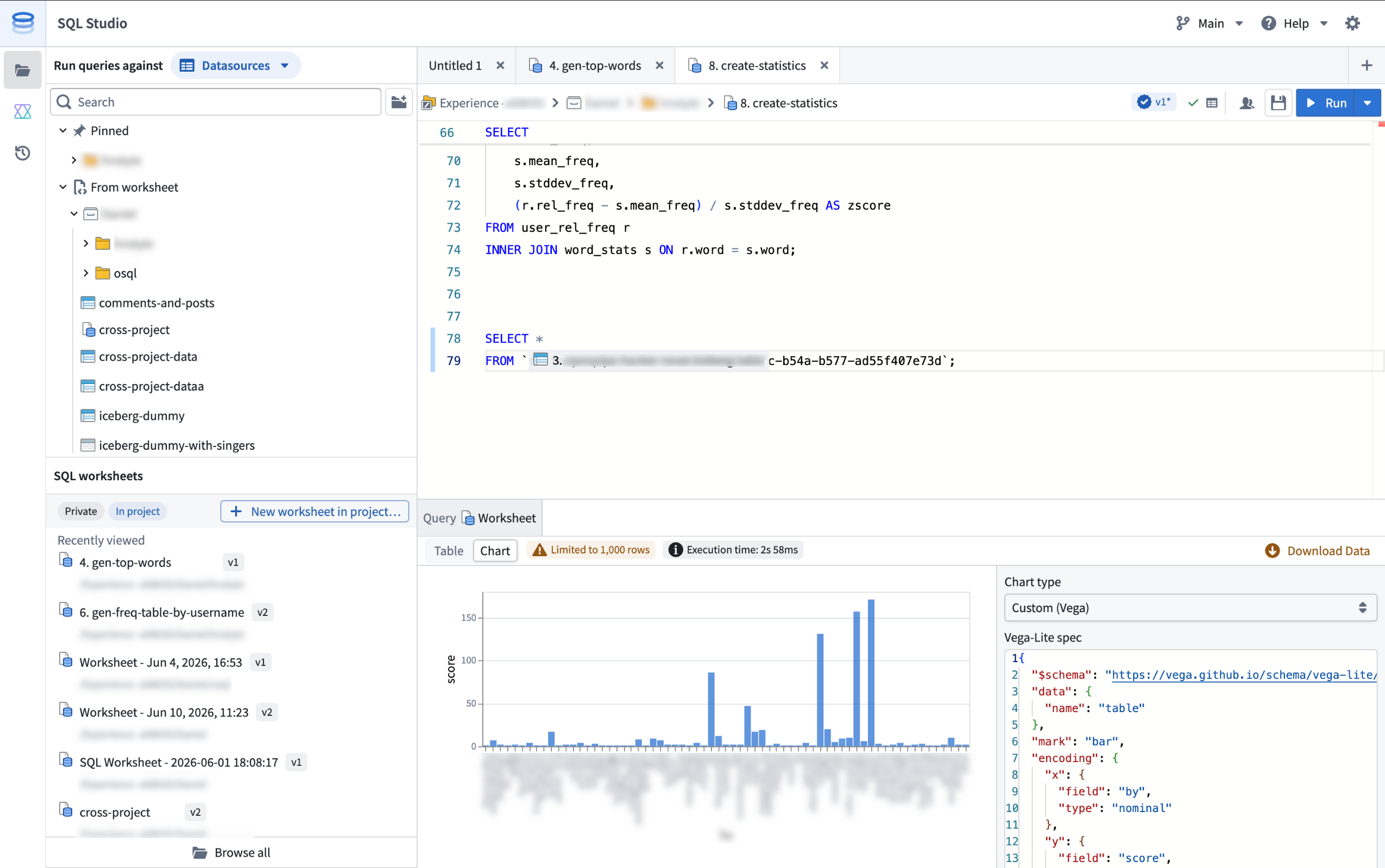 SQL Studio provides an interactive AI-assisted interface for SQL analysis of tabular data and Ontology objects.