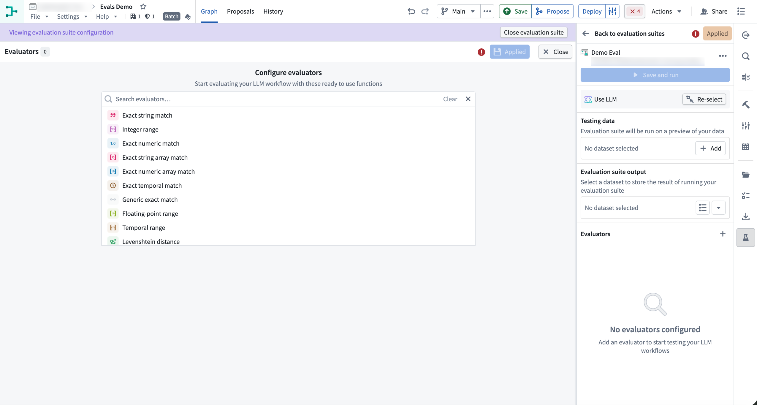 Configure evaluators in evaluation suites.
