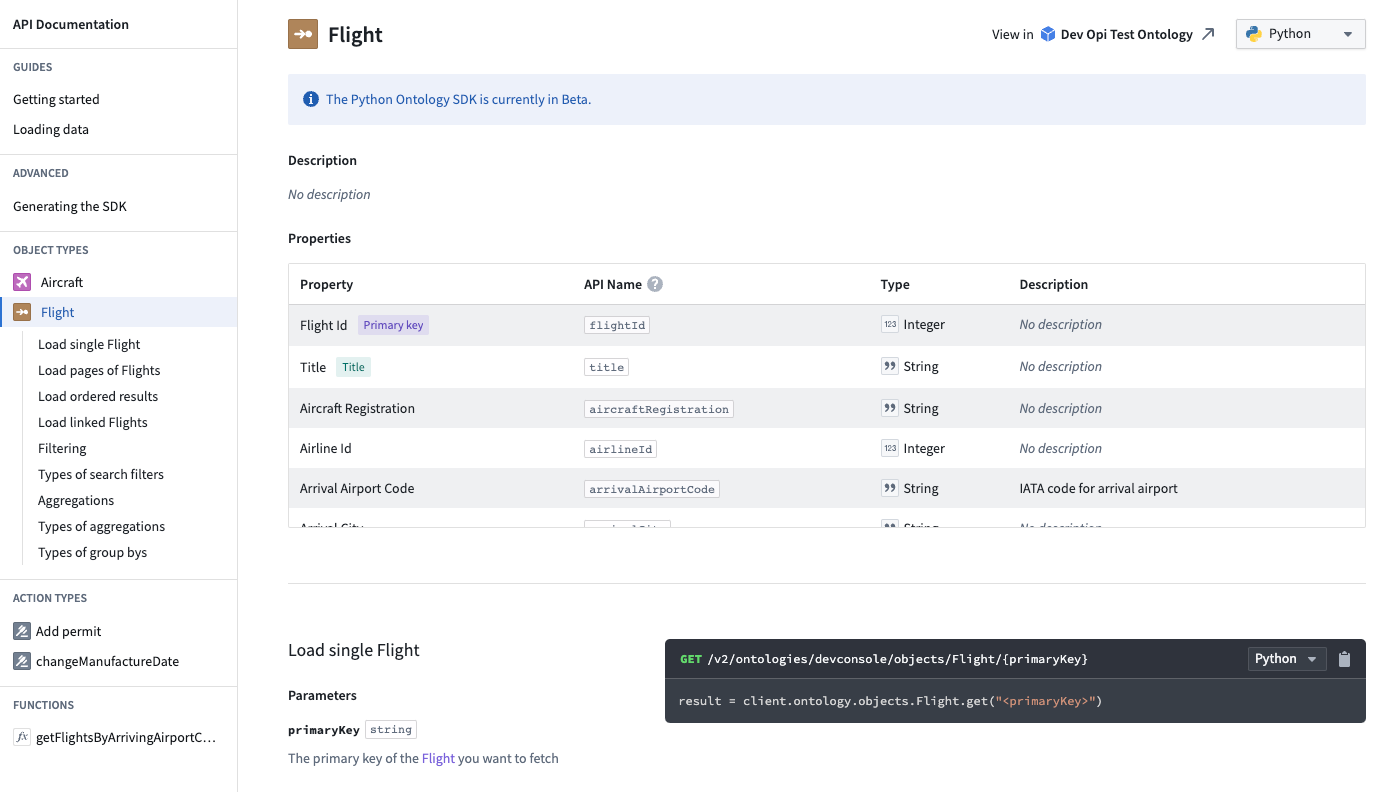 Developer Console includes documentation for each object type included in the SDK