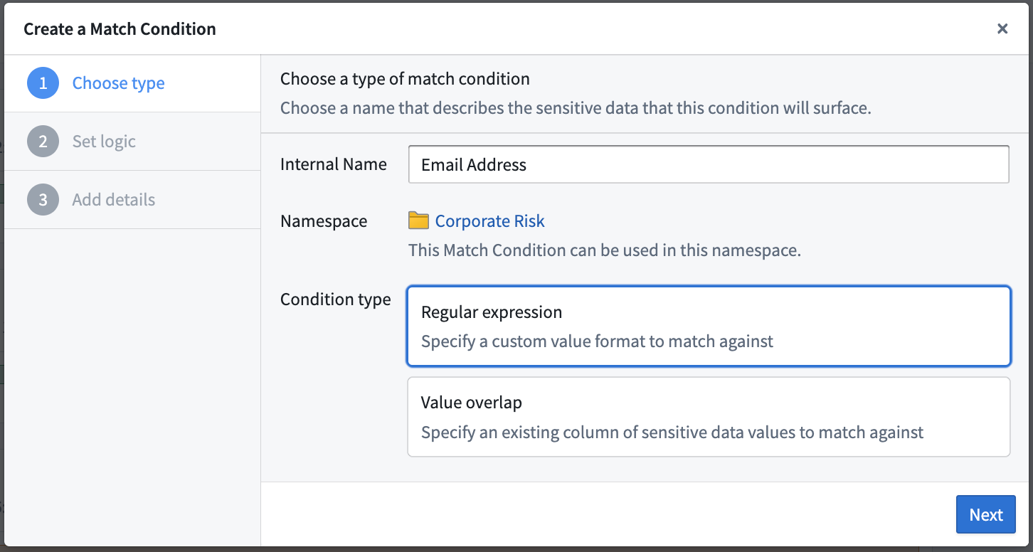 SDS Match Condition configuration dialog