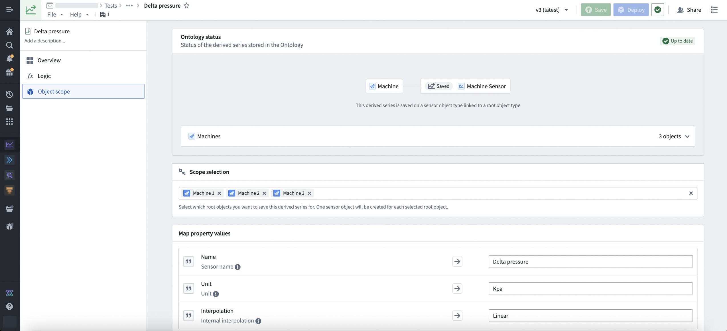 The new Ontology tab for configuring automatic Ontology saving to sensor object types.