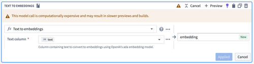 Text to embeddings board configuration.