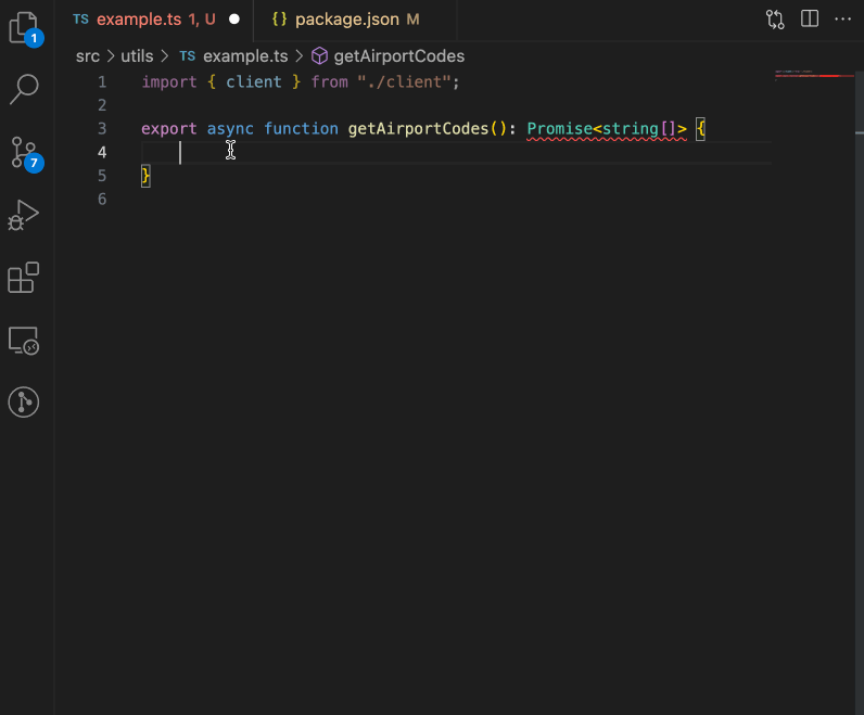 A GIF showing the Ontology SDK integrating Foundry Ontology resources in a code editor.