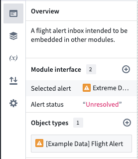 New module interface overview section in the overview panel of the Workshop editor.