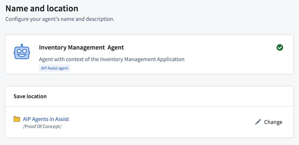 Configure the AIP Agent Name and Location.