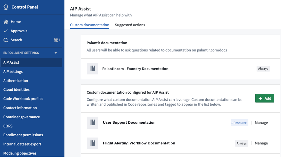 The AIP Assist section in Control Panel.