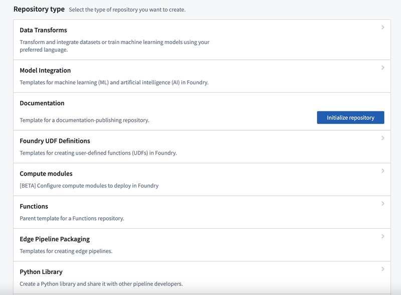 Initialize a Documentation repository from the Documentation template.