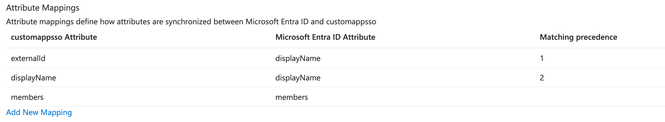 The Entra ID UI for configuring attribute mapping for SCIM group provisioning.