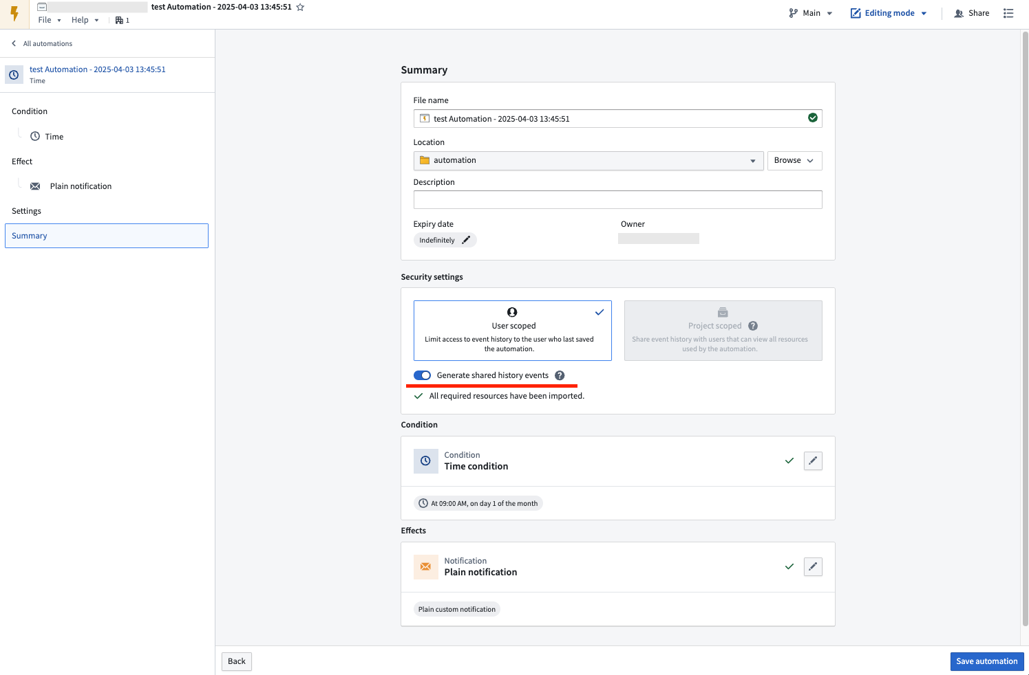 Generate Shared History Events
