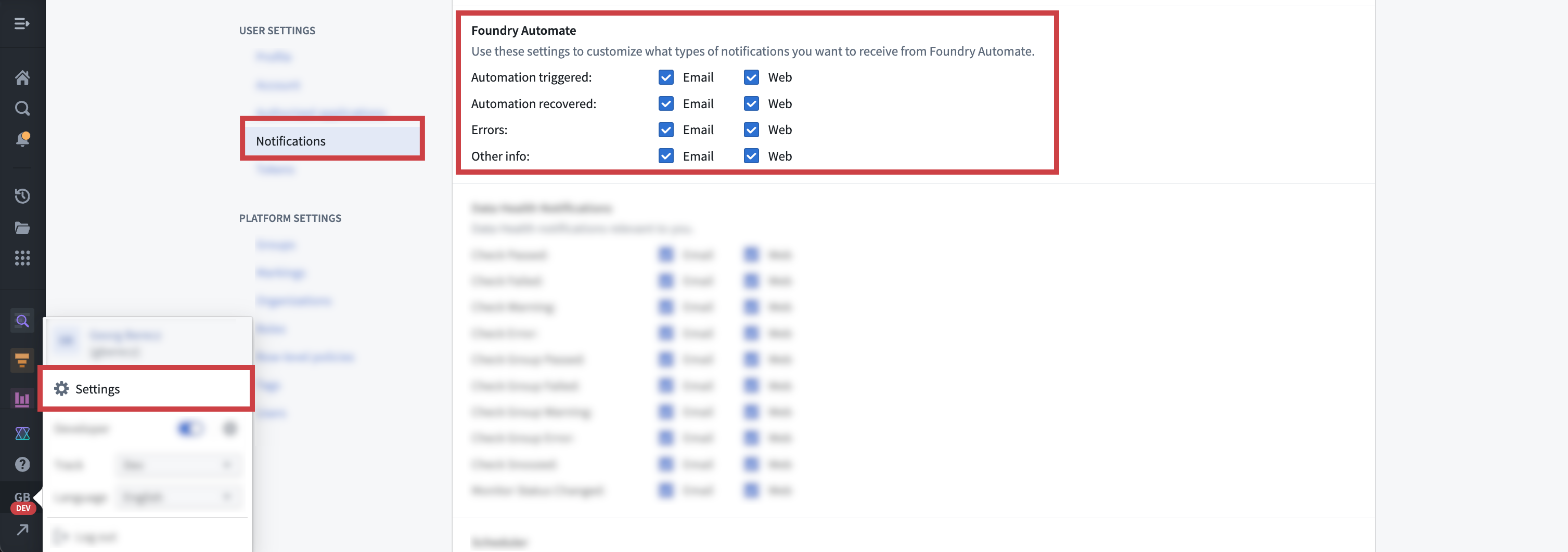 Configure notification settings